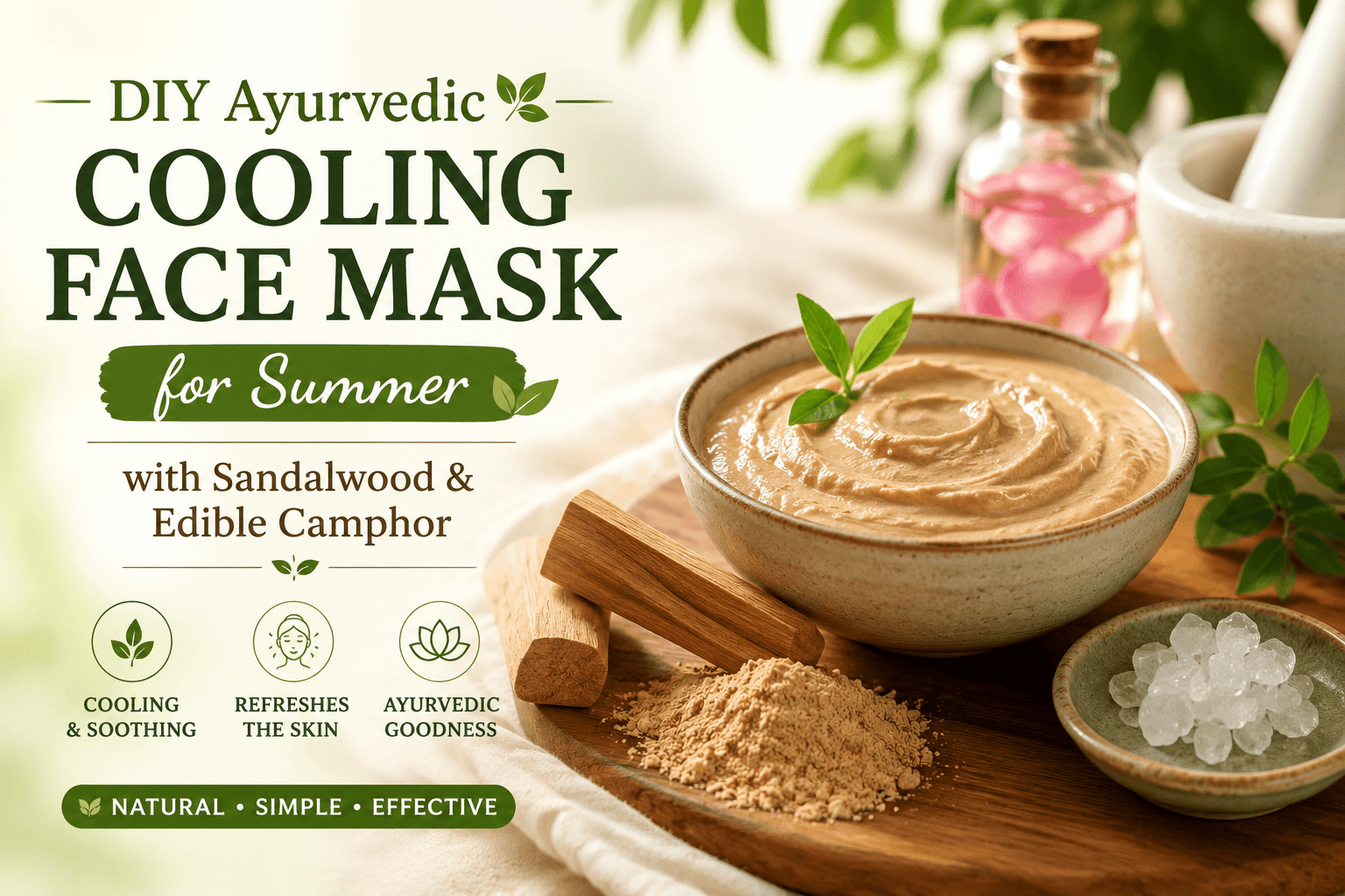 DIY Ayurvedic Cooling Face Mask for Summer with Sandalwood & Edible Camphor