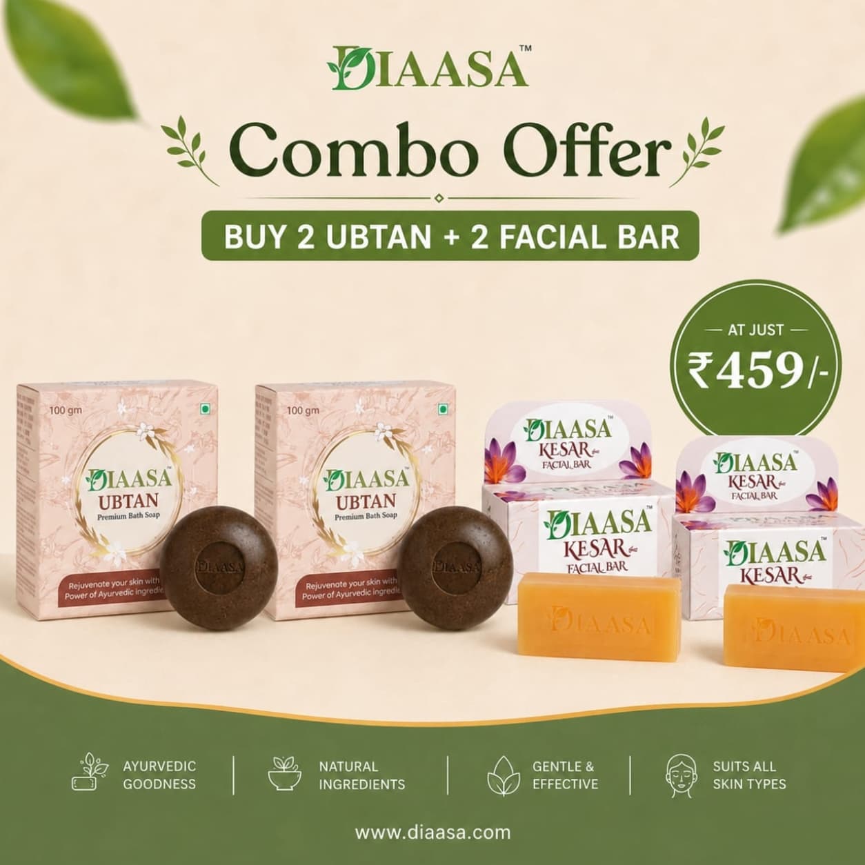 KESAR FACIAL BAR + UBTAN SOAP (Buy 2 Get 2 Free)